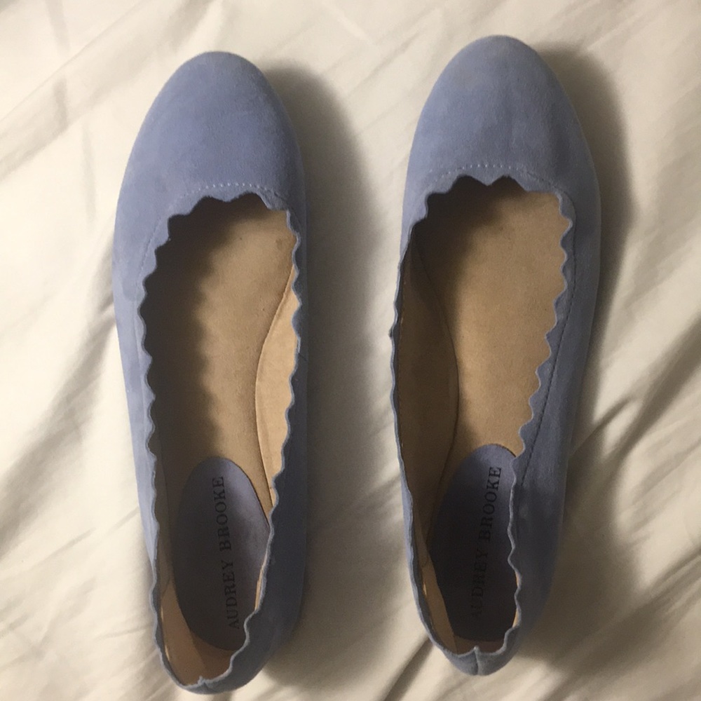 Audrey Brooke Blue Suede Flats